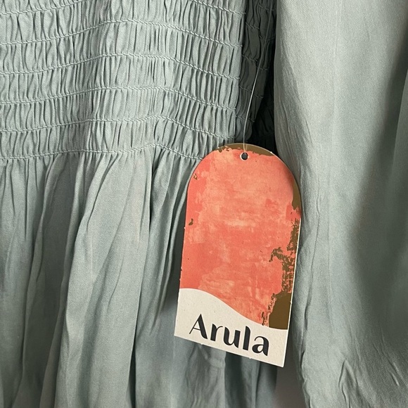 Arula Blouse Womens 1X Green Balloon Sleeve Embroidered Smocked Peasant Boho NWT - Picture 7 of 10